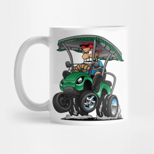 Funny Golf Cart Hotrod Golf Car Popping a Wheelie Cartoon Mug